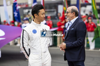 2024-06-15 - NAKAJIMA Kazuki (jpn), Grand Marshall Le Mans 2024, MILLE Richard (fra), Président ot the FIA Endurance Commission, portrait during the starting grid of the 2024 24 Hours of Le Mans, 4th round of the 2024 FIA World Endurance Championship, on the Circuit des 24 Heures du Mans, on June 15, 2024 in Le Mans, France - 24 HEURES DU MANS 2024 - STARTING GRID - ENDURANCE - MOTORS