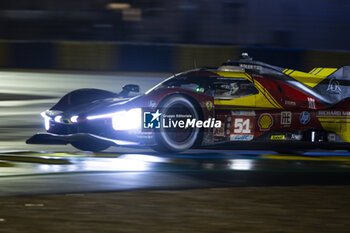 2024-06-16 - 51 PIER GUIDI Alessandro (ita), CALADO James (gbr), GIOVINAZZI Antonio (ita), Ferrari AF Corse, Ferrari 499P #51, Hypercar, FIA WEC, action during the 2024 24 Hours of Le Mans, 4th round of the 2024 FIA World Endurance Championship, on the Circuit des 24 Heures du Mans, from June 15 to 16, 2024 in Le Mans, France - 24 HEURES DU MANS 2024 - RACE - ENDURANCE - MOTORS