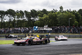 2024-06-16 - 50 FUOCO Antonio (ita), MOLINA Miguel (spa), NIELSEN Nicklas (dnk), Ferrari AF Corse, Ferrari 499P #50, Hypercar, FIA WEC, action during the 2024 24 Hours of Le Mans, 4th round of the 2024 FIA World Endurance Championship, on the Circuit des 24 Heures du Mans, from June 15 to 16, 2024 in Le Mans, France - 24 HEURES DU MANS 2024 - RACE - ENDURANCE - MOTORS