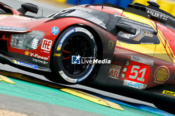 2024-06-16 - 51 PIER GUIDI Alessandro (ita), CALADO James (gbr), GIOVINAZZI Antonio (ita), Ferrari AF Corse, Ferrari 499P #51, Hypercar, FIA WEC, action during the 2024 24 Hours of Le Mans, 4th round of the 2024 FIA World Endurance Championship, on the Circuit des 24 Heures du Mans, from June 15 to 16, 2024 in Le Mans, France - 24 HEURES DU MANS 2024 - RACE - ENDURANCE - MOTORS