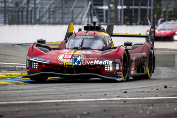 2024-06-16 - 51 PIER GUIDI Alessandro (ita), CALADO James (gbr), GIOVINAZZI Antonio (ita), Ferrari AF Corse, Ferrari 499P #51, Hypercar, FIA WEC, action during the 2024 24 Hours of Le Mans, 4th round of the 2024 FIA World Endurance Championship, on the Circuit des 24 Heures du Mans, from June 15 to 16, 2024 in Le Mans, France - 24 HEURES DU MANS 2024 - RACE - ENDURANCE - MOTORS