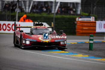 2024-06-16 - 51 PIER GUIDI Alessandro (ita), CALADO James (gbr), GIOVINAZZI Antonio (ita), Ferrari AF Corse, Ferrari 499P #51, Hypercar, FIA WEC, action during the 2024 24 Hours of Le Mans, 4th round of the 2024 FIA World Endurance Championship, on the Circuit des 24 Heures du Mans, from June 15 to 16, 2024 in Le Mans, France - 24 HEURES DU MANS 2024 - RACE - ENDURANCE - MOTORS