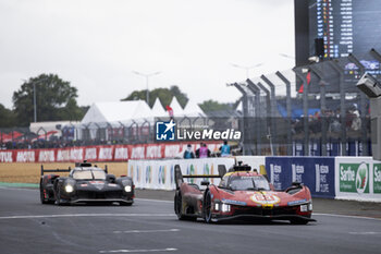 2024-06-16 - 51 PIER GUIDI Alessandro (ita), CALADO James (gbr), GIOVINAZZI Antonio (ita), Ferrari AF Corse, Ferrari 499P #51, Hypercar, FIA WEC, action during the 2024 24 Hours of Le Mans, 4th round of the 2024 FIA World Endurance Championship, on the Circuit des 24 Heures du Mans, from June 15 to 16, 2024 in Le Mans, France - 24 HEURES DU MANS 2024 - RACE - ENDURANCE - MOTORS