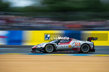 2024-06-16 - 55 HERIAU François (fra), MANN Simon (usa), ROVERA Alessio (ita), Vista AF Corse, Ferrari 296 GT3 #55, LM GT3, FIA WEC, action during the 2024 24 Hours of Le Mans, 4th round of the 2024 FIA World Endurance Championship, on the Circuit des 24 Heures du Mans, from June 15 to 16, 2024 in Le Mans, France - 24 HEURES DU MANS 2024 - RACE - ENDURANCE - MOTORS