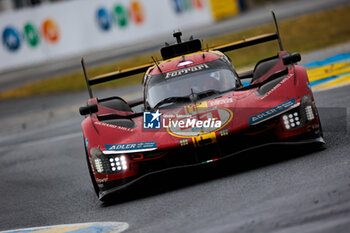 2024-06-16 - 51 PIER GUIDI Alessandro (ita), CALADO James (gbr), GIOVINAZZI Antonio (ita), Ferrari AF Corse, Ferrari 499P #51, Hypercar, FIA WEC, action during the 2024 24 Hours of Le Mans, 4th round of the 2024 FIA World Endurance Championship, on the Circuit des 24 Heures du Mans, from June 15 to 16, 2024 in Le Mans, France - 24 HEURES DU MANS 2024 - RACE - ENDURANCE - MOTORS