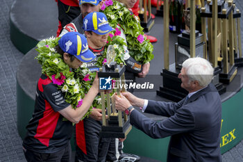 2024-06-16 - 07 LOPEZ José María (arg), KOBAYASHI Kamui (jpn), DE VRIES Nyck (nld), Toyota Gazoo Racing, Toyota GR010 - Hybrid #07, Hypercar, FIA WEC, podium, portrait during the 2024 24 Hours of Le Mans, 4th round of the 2024 FIA World Endurance Championship, on the Circuit des 24 Heures du Mans, from June 15 to 16, 2024 in Le Mans, France - 24 HEURES DU MANS 2024 - RACE - ENDURANCE - MOTORS