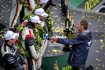 2024-06-16 - 31 FARFUS Augusto (bra), GELAEL Sean (ind), LEUNG Darren (gbr), Team WRT, BMW M4 GT3 #31, LM GT3, FIA WEC, action Podium portrait during the 2024 24 Hours of Le Mans, 4th round of the 2024 FIA World Endurance Championship, on the Circuit des 24 Heures du Mans, from June 15 to 16, 2024 in Le Mans, France - 24 HEURES DU MANS 2024 - RACE - ENDURANCE - MOTORS