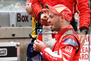 2024-06-16 - 50 FUOCO Antonio (ita), MOLINA Miguel (spa), NIELSEN Nicklas (dnk), Ferrari AF Corse, Ferrari 499P #50, Hypercar, FIA WEC, podium, portrait, during the podium of the 2024 24 Hours of Le Mans, 4th round of the 2024 FIA World Endurance Championship, on the Circuit des 24 Heures du Mans, from June 15 to 16, 2024 in Le Mans, France - 24 HEURES DU MANS 2024 - PODIUM - ENDURANCE - MOTORS