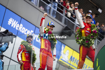 2024-06-16 - NIELSEN Nicklas (dnk), Ferrari AF Corse, Ferrari 499P #50, Hypercar, FIA WEC, MOLINA Miguel (spa), Ferrari AF Corse, Ferrari 499P #50, Hypercar, FIA WEC, portrait during the podium of the 2024 24 Hours of Le Mans, 4th round of the 2024 FIA World Endurance Championship, on the Circuit des 24 Heures du Mans, from June 15 to 16, 2024 in Le Mans, France - 24 HEURES DU MANS 2024 - PODIUM - ENDURANCE - MOTORS