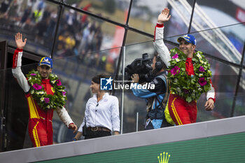 2024-06-16 - PIER GUIDI Alessandro (ita), Ferrari AF Corse, Ferrari 499P #51, Hypercar, FIA WEC, portrait during the podium of the 2024 24 Hours of Le Mans, 4th round of the 2024 FIA World Endurance Championship, on the Circuit des 24 Heures du Mans, from June 15 to 16, 2024 in Le Mans, France - 24 HEURES DU MANS 2024 - PODIUM - ENDURANCE - MOTORS