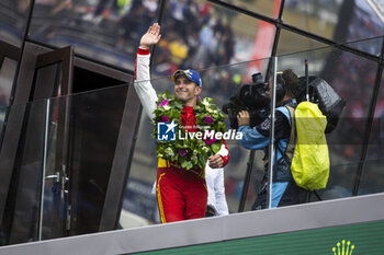 2024-06-16 - PIER GUIDI Alessandro (ita), Ferrari AF Corse, Ferrari 499P #51, Hypercar, FIA WEC, portrait during the podium of the 2024 24 Hours of Le Mans, 4th round of the 2024 FIA World Endurance Championship, on the Circuit des 24 Heures du Mans, from June 15 to 16, 2024 in Le Mans, France - 24 HEURES DU MANS 2024 - PODIUM - ENDURANCE - MOTORS