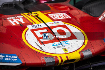 2024-06-16 - 50 FUOCO Antonio (ita), MOLINA Miguel (spa), NIELSEN Nicklas (dnk), Ferrari AF Corse, Ferrari 499P #50, Hypercar, FIA WEC, celebrating their win during the podium of the 2024 24 Hours of Le Mans, 4th round of the 2024 FIA World Endurance Championship, on the Circuit des 24 Heures du Mans, from June 15 to 16, 2024 in Le Mans, France - 24 HEURES DU MANS 2024 - PODIUM - ENDURANCE - MOTORS