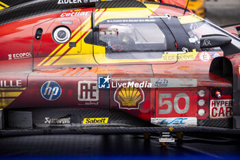 2024-06-16 - 50 FUOCO Antonio (ita), MOLINA Miguel (spa), NIELSEN Nicklas (dnk), Ferrari AF Corse, Ferrari 499P #50, Hypercar, FIA WEC, celebrating their win during the podium of the 2024 24 Hours of Le Mans, 4th round of the 2024 FIA World Endurance Championship, on the Circuit des 24 Heures du Mans, from June 15 to 16, 2024 in Le Mans, France - 24 HEURES DU MANS 2024 - PODIUM - ENDURANCE - MOTORS