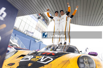 2024-06-16 - 91 LIETZ Richard (aut), SCHURING Morris (nld), SHAHIN Yasser (aus), Manthey EMA, Porsche 911 GT3 R #91, LM GT3, FIA WEC, portrait during the podium of the 2024 24 Hours of Le Mans, 4th round of the 2024 FIA World Endurance Championship, on the Circuit des 24 Heures du Mans, from June 15 to 16, 2024 in Le Mans, France - 24 HEURES DU MANS 2024 - PODIUM - ENDURANCE - MOTORS