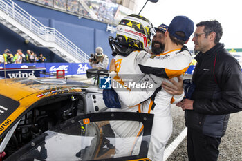 2024-06-16 - 91 LIETZ Richard (aut), SCHURING Morris (nld), SHAHIN Yasser (aus), Manthey EMA, Porsche 911 GT3 R #91, LM GT3, FIA WEC, portrait during the podium of the 2024 24 Hours of Le Mans, 4th round of the 2024 FIA World Endurance Championship, on the Circuit des 24 Heures du Mans, from June 15 to 16, 2024 in Le Mans, France - 24 HEURES DU MANS 2024 - PODIUM - ENDURANCE - MOTORS