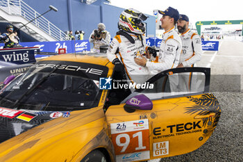 2024-06-16 - 91 LIETZ Richard (aut), SCHURING Morris (nld), SHAHIN Yasser (aus), Manthey EMA, Porsche 911 GT3 R #91, LM GT3, FIA WEC, portrait during the podium of the 2024 24 Hours of Le Mans, 4th round of the 2024 FIA World Endurance Championship, on the Circuit des 24 Heures du Mans, from June 15 to 16, 2024 in Le Mans, France - 24 HEURES DU MANS 2024 - PODIUM - ENDURANCE - MOTORS