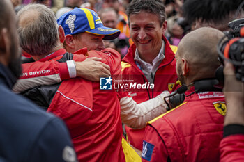 2024-06-16 - during the podium of the 2024 24 Hours of Le Mans, 4th round of the 2024 FIA World Endurance Championship, on the Circuit des 24 Heures du Mans, from June 15 to 16, 2024 in Le Mans, France - 24 HEURES DU MANS 2024 - PODIUM - ENDURANCE - MOTORS