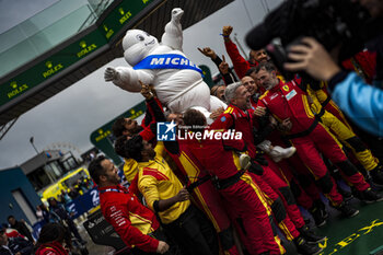 2024-06-16 - Ferrari AF Corse, Ferrari 499P, Hypercar, FIA WEC, illustration with Michelin Bibendum on parc ferme during the podium of the 2024 24 Hours of Le Mans, 4th round of the 2024 FIA World Endurance Championship, on the Circuit des 24 Heures du Mans, from June 15 to 16, 2024 in Le Mans, France - 24 HEURES DU MANS 2024 - PODIUM - ENDURANCE - MOTORS