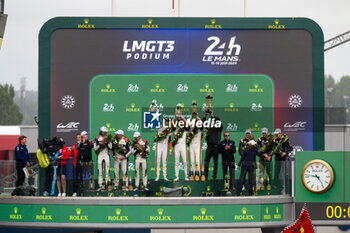 2024-06-16 - LMGT3 Podium during the podium of the 2024 24 Hours of Le Mans, 4th round of the 2024 FIA World Endurance Championship, on the Circuit des 24 Heures du Mans, from June 15 to 16, 2024 in Le Mans, France - 24 HEURES DU MANS 2024 - PODIUM - ENDURANCE - MOTORS