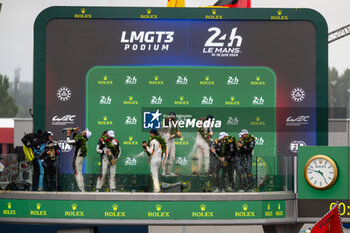 2024-06-16 - LMGT3 Podium during the podium of the 2024 24 Hours of Le Mans, 4th round of the 2024 FIA World Endurance Championship, on the Circuit des 24 Heures du Mans, from June 15 to 16, 2024 in Le Mans, France - 24 HEURES DU MANS 2024 - PODIUM - ENDURANCE - MOTORS