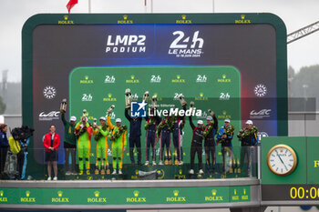 2024-06-16 - LMP2 Podium during the podium of the 2024 24 Hours of Le Mans, 4th round of the 2024 FIA World Endurance Championship, on the Circuit des 24 Heures du Mans, from June 15 to 16, 2024 in Le Mans, France - 24 HEURES DU MANS 2024 - PODIUM - ENDURANCE - MOTORS