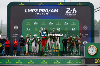 2024-06-16 - LMP2 PRO/AM podium during the podium of the 2024 24 Hours of Le Mans, 4th round of the 2024 FIA World Endurance Championship, on the Circuit des 24 Heures du Mans, from June 15 to 16, 2024 in Le Mans, France - 24 HEURES DU MANS 2024 - PODIUM - ENDURANCE - MOTORS