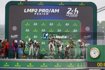 2024-06-16 - LMP2 PRO/AM podium during the podium of the 2024 24 Hours of Le Mans, 4th round of the 2024 FIA World Endurance Championship, on the Circuit des 24 Heures du Mans, from June 15 to 16, 2024 in Le Mans, France - 24 HEURES DU MANS 2024 - PODIUM - ENDURANCE - MOTORS