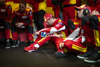 2024-06-16 - 50 FUOCO Antonio (ita), MOLINA Miguel (spa), NIELSEN Nicklas (dnk), Ferrari AF Corse, Ferrari 499P #50, Hypercar, FIA WEC, portrait, celebrating victory during the podium of the 2024 24 Hours of Le Mans, 4th round of the 2024 FIA World Endurance Championship, on the Circuit des 24 Heures du Mans, from June 15 to 16, 2024 in Le Mans, France - 24 HEURES DU MANS 2024 - PODIUM - ENDURANCE - MOTORS