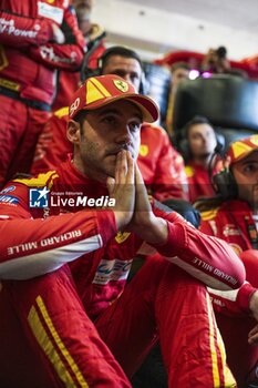 2024-06-16 - 50 FUOCO Antonio (ita), MOLINA Miguel (spa), NIELSEN Nicklas (dnk), Ferrari AF Corse, Ferrari 499P #50, Hypercar, FIA WEC, portrait, celebrating victory during the podium of the 2024 24 Hours of Le Mans, 4th round of the 2024 FIA World Endurance Championship, on the Circuit des 24 Heures du Mans, from June 15 to 16, 2024 in Le Mans, France - 24 HEURES DU MANS 2024 - PODIUM - ENDURANCE - MOTORS