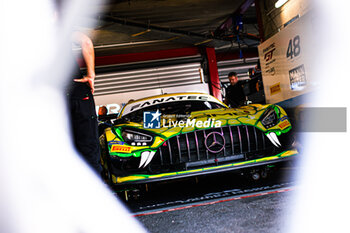 2024-06-26 - 48 AUER Lucas (aut), ENGEL Marco (deu), MORAD Daniel (can), Mercedes AMG GT3 EVO, paddock during the 2024 CrowdStrike 24 Hours of Spa, 2nd race of the 2024 GT World Challenge Europe Endurance Cup, from June 26 to 30, 2024 on Circuit de Spa-Francorchamps, in Stavelot, Belgium - AUTO - 2024 HOURS OF SPA - ENDURANCE - MOTORS