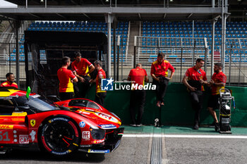 2024-07-11 - 51 PIER GUIDI Alessandro (ita), CALADO James (gbr), GIOVINAZZI Antonio (ita), Ferrari AF Corse, Ferrari 499P #51, Hypercar, scrutineering, verifications techniques, during the 2024 Rolex 6 Hours of Sao Paulo, 5th round of the 2024 FIA World Endurance Championship, from July 12 to 14, 2024 on the Autódromo José Carlos Pace in Interlagos, Brazil - FIA WEC - 6 HOURS OF SAO PAULO 2024 - ENDURANCE - MOTORS