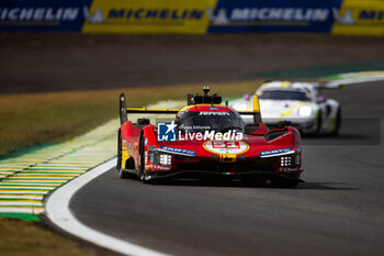 2024-07-12 - 51 PIER GUIDI Alessandro (ita), CALADO James (gbr), GIOVINAZZI Antonio (ita), Ferrari AF Corse, Ferrari 499P #51, Hypercar, action during the 2024 Rolex 6 Hours of Sao Paulo, 5th round of the 2024 FIA World Endurance Championship, from July 12 to 14, 2024 on the Autódromo José Carlos Pace in Interlagos, Brazil - FIA WEC - 6 HOURS OF SAO PAULO 2024 - ENDURANCE - MOTORS