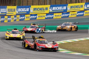 2024-07-12 - 50 FUOCO Antonio (ita), MOLINA Miguel (spa), NIELSEN Nicklas (dnk), Ferrari AF Corse, Ferrari 499P #50, Hypercar, action, 83 KUBICA Robert (pol), SHWARTZMAN Robert (isr), YE Yifei (chn), AF Corse, Ferrari 499P #83, Hypercar, action, during the 2024 Rolex 6 Hours of Sao Paulo, 5th round of the 2024 FIA World Endurance Championship, from July 12 to 14, 2024 on the Autódromo José Carlos Pace in Interlagos, Brazil - FIA WEC - 6 HOURS OF SAO PAULO 2024 - ENDURANCE - MOTORS