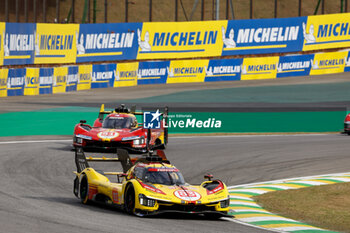 2024-07-12 - 83 KUBICA Robert (pol), SHWARTZMAN Robert (isr), YE Yifei (chn), AF Corse, Ferrari 499P #83, Hypercar, action, 51 PIER GUIDI Alessandro (ita), CALADO James (gbr), GIOVINAZZI Antonio (ita), Ferrari AF Corse, Ferrari 499P #51, Hypercar, action during the 2024 Rolex 6 Hours of Sao Paulo, 5th round of the 2024 FIA World Endurance Championship, from July 12 to 14, 2024 on the Autódromo José Carlos Pace in Interlagos, Brazil - FIA WEC - 6 HOURS OF SAO PAULO 2024 - ENDURANCE - MOTORS