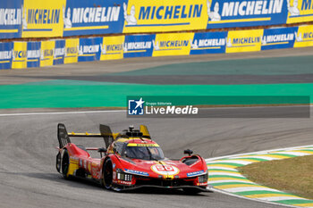 2024-07-12 - 50 FUOCO Antonio (ita), MOLINA Miguel (spa), NIELSEN Nicklas (dnk), Ferrari AF Corse, Ferrari 499P #50, Hypercar, action during the 2024 Rolex 6 Hours of Sao Paulo, 5th round of the 2024 FIA World Endurance Championship, from July 12 to 14, 2024 on the Autódromo José Carlos Pace in Interlagos, Brazil - FIA WEC - 6 HOURS OF SAO PAULO 2024 - ENDURANCE - MOTORS