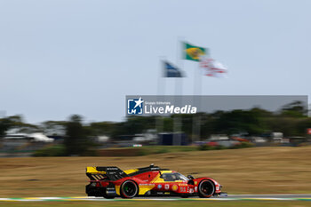 2024-07-12 - 51 PIER GUIDI Alessandro (ita), CALADO James (gbr), GIOVINAZZI Antonio (ita), Ferrari AF Corse, Ferrari 499P #51, Hypercar, action during the 2024 Rolex 6 Hours of Sao Paulo, 5th round of the 2024 FIA World Endurance Championship, from July 12 to 14, 2024 on the Autódromo José Carlos Pace in Interlagos, Brazil - FIA WEC - 6 HOURS OF SAO PAULO 2024 - ENDURANCE - MOTORS