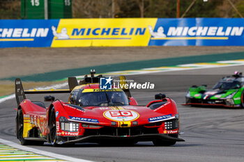 2024-07-12 - 50 FUOCO Antonio (ita), MOLINA Miguel (spa), NIELSEN Nicklas (dnk), Ferrari AF Corse, Ferrari 499P #50, Hypercar, action during the 2024 Rolex 6 Hours of Sao Paulo, 5th round of the 2024 FIA World Endurance Championship, from July 12 to 14, 2024 on the Autódromo José Carlos Pace in Interlagos, Brazil - FIA WEC - 6 HOURS OF SAO PAULO 2024 - ENDURANCE - MOTORS