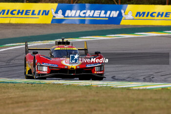 2024-07-12 - 50 FUOCO Antonio (ita), MOLINA Miguel (spa), NIELSEN Nicklas (dnk), Ferrari AF Corse, Ferrari 499P #50, Hypercar, action during the 2024 Rolex 6 Hours of Sao Paulo, 5th round of the 2024 FIA World Endurance Championship, from July 12 to 14, 2024 on the Autódromo José Carlos Pace in Interlagos, Brazil - FIA WEC - 6 HOURS OF SAO PAULO 2024 - ENDURANCE - MOTORS