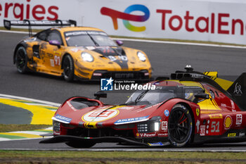 2024-07-12 - 51 PIER GUIDI Alessandro (ita), CALADO James (gbr), GIOVINAZZI Antonio (ita), Ferrari AF Corse, Ferrari 499P #51, Hypercar, action during the 2024 Rolex 6 Hours of Sao Paulo, 5th round of the 2024 FIA World Endurance Championship, from July 12 to 14, 2024 on the Autódromo José Carlos Pace in Interlagos, Brazil - FIA WEC - 6 HOURS OF SAO PAULO 2024 - ENDURANCE - MOTORS