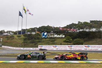 2024-07-12 - 777 SORENSEN Marco (dnk), MATEU Clément (fra), BASTARD Erwan (fra), D'Station Racing, Aston Martin Vantage GT3 #777, LM GT3, 50 FUOCO Antonio (ita), MOLINA Miguel (spa), NIELSEN Nicklas (dnk), Ferrari AF Corse, Ferrari 499P #50, Hypercar, action during the 2024 Rolex 6 Hours of Sao Paulo, 5th round of the 2024 FIA World Endurance Championship, from July 12 to 14, 2024 on the Autódromo José Carlos Pace in Interlagos, Brazil - FIA WEC - 6 HOURS OF SAO PAULO 2024 - ENDURANCE - MOTORS