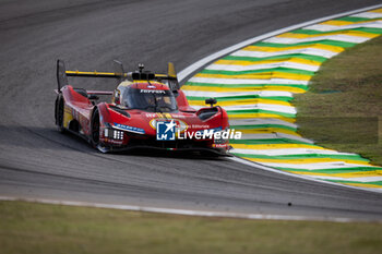 2024-07-12 - 51 PIER GUIDI Alessandro (ita), CALADO James (gbr), GIOVINAZZI Antonio (ita), Ferrari AF Corse, Ferrari 499P #51, Hypercar, action during the 2024 Rolex 6 Hours of Sao Paulo, 5th round of the 2024 FIA World Endurance Championship, from July 11 to 14, 2024 on the Autódromo José Carlos Pace in Interlagos, Brazil - FIA WEC - 6 HOURS OF SAO PAULO 2024 - ENDURANCE - MOTORS