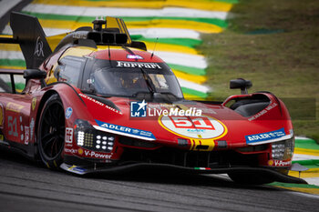 2024-07-12 - 51 PIER GUIDI Alessandro (ita), CALADO James (gbr), GIOVINAZZI Antonio (ita), Ferrari AF Corse, Ferrari 499P #51, Hypercar, action during the 2024 Rolex 6 Hours of Sao Paulo, 5th round of the 2024 FIA World Endurance Championship, from July 11 to 14, 2024 on the Autódromo José Carlos Pace in Interlagos, Brazil - FIA WEC - 6 HOURS OF SAO PAULO 2024 - ENDURANCE - MOTORS