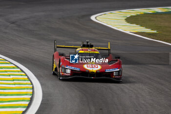 2024-07-12 - 50 FUOCO Antonio (ita), MOLINA Miguel (spa), NIELSEN Nicklas (dnk), Ferrari AF Corse, Ferrari 499P #50, Hypercar, action during the 2024 Rolex 6 Hours of Sao Paulo, 5th round of the 2024 FIA World Endurance Championship, from July 12 to 14, 2024 on the Autódromo José Carlos Pace in Interlagos, Brazil - FIA WEC - 6 HOURS OF SAO PAULO 2024 - ENDURANCE - MOTORS