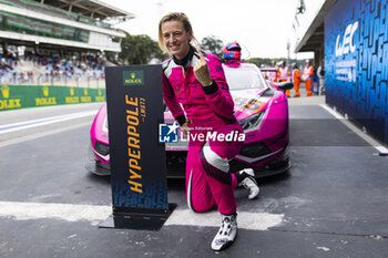 2024-07-13 - BOVY Sarah (bel), Iron Dames, Lamborghini Huracan GT3 Evo2, portrait celebrates his pole position during the 2024 Rolex 6 Hours of Sao Paulo, 5th round of the 2024 FIA World Endurance Championship, from July 12 to 14, 2024 on the Autódromo José Carlos Pace in Interlago, Brazil - FIA WEC - 6 HOURS OF SAO PAULO 2024 - ENDURANCE - MOTORS