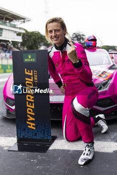 2024-07-13 - BOVY Sarah (bel), Iron Dames, Lamborghini Huracan GT3 Evo2, portrait celebrates his pole position during the 2024 Rolex 6 Hours of Sao Paulo, 5th round of the 2024 FIA World Endurance Championship, from July 12 to 14, 2024 on the Autódromo José Carlos Pace in Interlago, Brazil - FIA WEC - 6 HOURS OF SAO PAULO 2024 - ENDURANCE - MOTORS