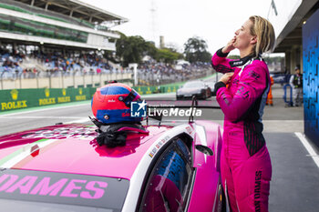 2024-07-13 - BOVY Sarah (bel), Iron Dames, Lamborghini Huracan GT3 Evo2, portrait celebrates his pole position during the 2024 Rolex 6 Hours of Sao Paulo, 5th round of the 2024 FIA World Endurance Championship, from July 12 to 14, 2024 on the Autódromo José Carlos Pace in Interlago, Brazil - FIA WEC - 6 HOURS OF SAO PAULO 2024 - ENDURANCE - MOTORS