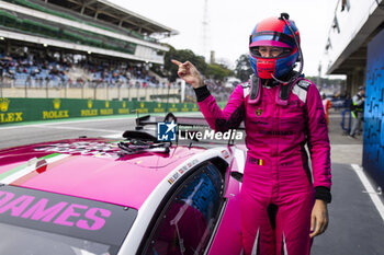 2024-07-13 - BOVY Sarah (bel), Iron Dames, Lamborghini Huracan GT3 Evo2, portrait celebrates his pole position during the 2024 Rolex 6 Hours of Sao Paulo, 5th round of the 2024 FIA World Endurance Championship, from July 12 to 14, 2024 on the Autódromo José Carlos Pace in Interlago, Brazil - FIA WEC - 6 HOURS OF SAO PAULO 2024 - ENDURANCE - MOTORS