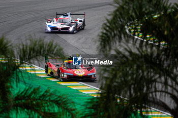 2024-07-13 - 51 PIER GUIDI Alessandro (ita), CALADO James (gbr), GIOVINAZZI Antonio (ita), Ferrari AF Corse, Ferrari 499P #51, Hypercar, action during the 2024 Rolex 6 Hours of Sao Paulo, 5th round of the 2024 FIA World Endurance Championship, from July 12 to 14, 2024 on the Autódromo José Carlos Pace in Interlagos, Brazil - FIA WEC - 6 HOURS OF SAO PAULO 2024 - ENDURANCE - MOTORS