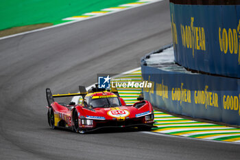 2024-07-13 - 50 FUOCO Antonio (ita), MOLINA Miguel (spa), NIELSEN Nicklas (dnk), Ferrari AF Corse, Ferrari 499P #50, Hypercar, action during the 2024 Rolex 6 Hours of Sao Paulo, 5th round of the 2024 FIA World Endurance Championship, from July 12 to 14, 2024 on the Autódromo José Carlos Pace in Interlagos, Brazil - FIA WEC - 6 HOURS OF SAO PAULO 2024 - ENDURANCE - MOTORS