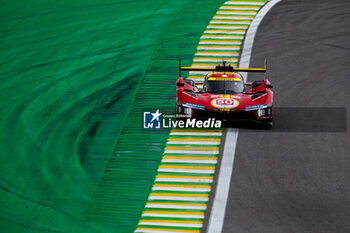 2024-07-13 - 50 FUOCO Antonio (ita), MOLINA Miguel (spa), NIELSEN Nicklas (dnk), Ferrari AF Corse, Ferrari 499P #50, Hypercar, action during the 2024 Rolex 6 Hours of Sao Paulo, 5th round of the 2024 FIA World Endurance Championship, from July 12 to 14, 2024 on the Autódromo José Carlos Pace in Interlagos, Brazil - FIA WEC - 6 HOURS OF SAO PAULO 2024 - ENDURANCE - MOTORS